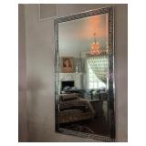 Wall-Mounted Mirror With Silver & Black Trim