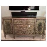 Distressed Glass Accent Dresser