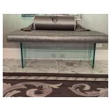 Upholstered Bench With Glass Legs & Accent Pillow