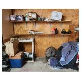 Contents Of Wall - Including Chainsaw, Fan, Trimme