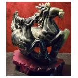 Hand-Carved Marble Galloping Horse Statue
