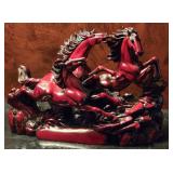 Mandarin Red Resin Galloping Horse Statue