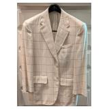 Holland & Sherry Bespoke White Plaid Suit Jacket