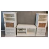 3-Piece White Entertainment Center W/ Cork Board