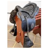 Custom Hillcrest Saddlery Black Ostrich Quill Leat