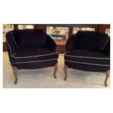 Pair Of Black Suede Barrel Armchairs