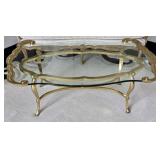 La Barge Hollywood Regency Brass And Glass Coffee