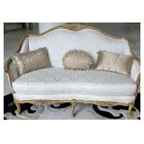 French Louis XV Style Small Sofa With Decorative P