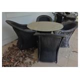 Black Wicker Patio Dining Set With Glass Table Top