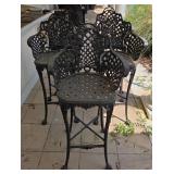 5 Victorian Style Wrought Iron Bar Stools