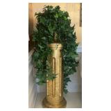 Artificial Plant On Gilt Paper Mache Pedestal