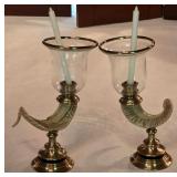 Chapman Hurricane Lanterns With Brass Bases & Faux