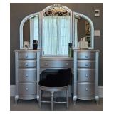 Silver Vanity Set Including Matching Chair & More