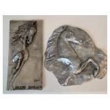Signed Bronze Relief Horse Plaques By Douwe Blumbe