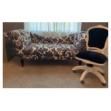 Chaise Lounge With Black/White Damask Pattern & Ro