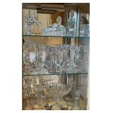 Assorted Glassware Including Candlesticks & Trinke