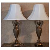 Bronze-Tone Ornate Vase Urn Table Lamps