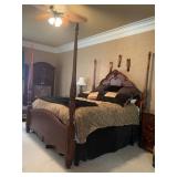 Lion/Safari Themed Bed Set On Carved Wood Poster B