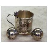 Sterling Monogramed Baby Cup & Baby Rattle