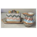 Mackenzie-Childs ÒHeatherÓ Lidded Butter Dish & Cr