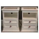 2 2-Drawer Nightstands With Floral Knobs