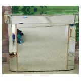 Mirrored Side Table With Brass Accents