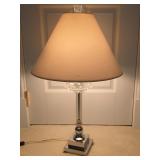 Glass Droplet Chrome Table Lamp w/ Fabric Shade