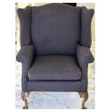 Dark Purple Traditional Patterned Wingback Armchai