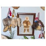 Caribou & Musk Ox Mittens, Wolf Hide Mukluks , & A