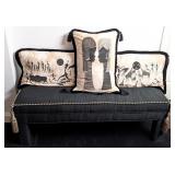Black Hallway Bench with Black & Gold Trim and Afr