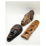 Three Carved African Tribal Masks