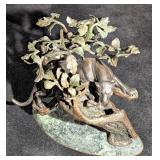 1991 Lorenzo Ghiglieri Bronze Panther Sculpture w/