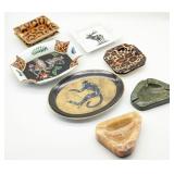 Porcelain and Carved Stone Ashtrays