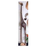 8Õ Carved Wood Giraffe Statue on Base
