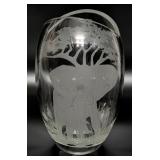 Ltd. 1994 The Elephant Hunt Custom Crystal Vase by