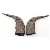 (2) African Themed Carved Horns