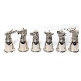 Vtg Six Piece Gucci Animal Figure Stirrup Cups