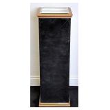 Beveled Mirror Pedestal with Wood Accent Trim