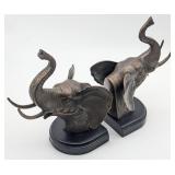 Bronze Trumpeting Elephant Book Ends
