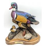 DU Papa & Small Fry Wood Duck Sculpture by Jules A