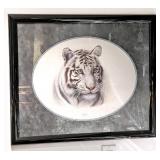 White Tiger by Charles Frace Framed Print.