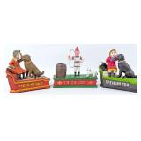 (3) Reproduction Dog Mechanical Banks