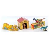 Pluto Windup, Tin Sparky Dog, and Bird Toys
