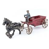 Arcade Cast Iron Horse Drawn Contractors Dump Wago