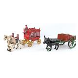 Cast Iron Overland Circus Wagon & Ox with Cart