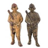 (2) AC Williams Cast Iron Baseball Player Still Ba