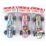 (3) Lucky Toy Japan Tin Racing Cars