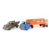Structo Truck and Trailer and Marx Army Truck