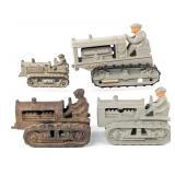 (4) Hubley Cast Iron Monarch Crawler Tractor