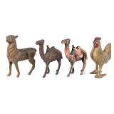 Cast Iron Reindeer, Camels, and Rooster Banks
